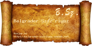 Belgrader Szíriusz névjegykártya